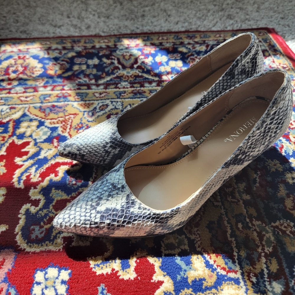 Snakeskin print heels